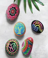 The Complete Neon Rock Art Kit Diy Rock Painting For Kids, Rocks, Brushes, Paint, Stencils included 19 Easy-To-Follow Projects