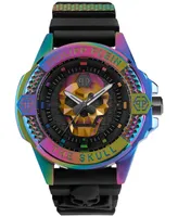 Philipp Plein Men's The $kull Black Silicone Strap Watch 44mm