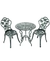 Patio Furniture Cast Aluminum Rose Design Bistro Set