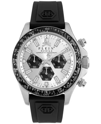 Philipp Plein Men's Chronograph Nobile Racing Black Silicone Strap Watch 43mm