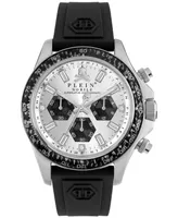 Philipp Plein Men's Chronograph Nobile Racing Black Silicone Strap Watch 43mm