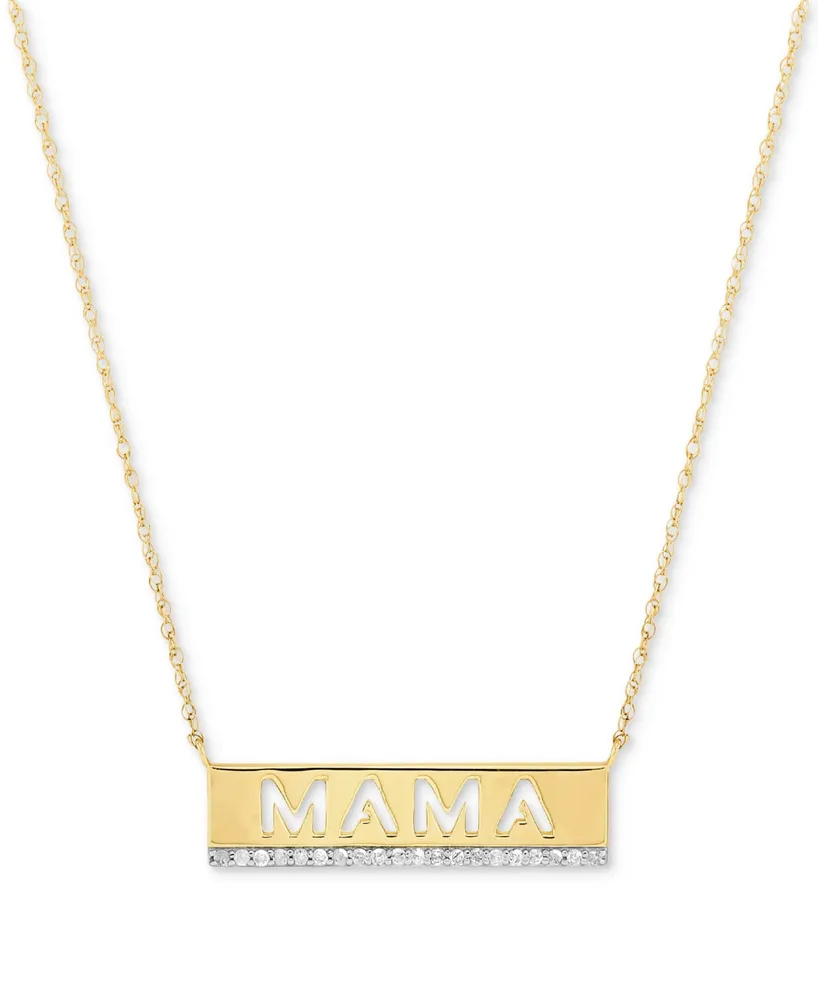 Diamond Mama Cutout Bar 18" Pendant Necklace (1/10 ct. t.w.) in 14K Gold-Plated Sterling Silver - Gold