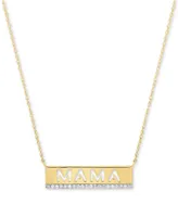 Diamond Mama Cutout Bar 18" Pendant Necklace (1/10 ct. t.w.) in 14K Gold-Plated Sterling Silver - Gold