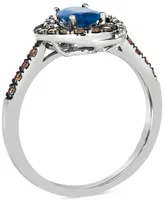 Le Vian Cornflower Ceylon Sapphire (5/8 ct. t.w.) & Diamond (3/8 ct. t.w.) Swirl Statement Ring in 14k White Gold