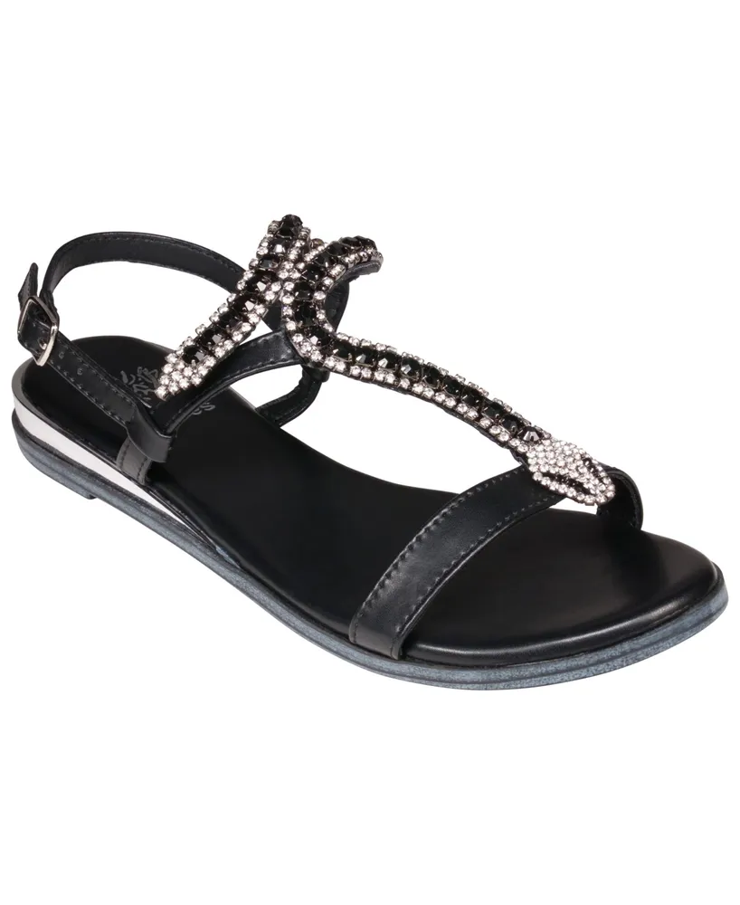 Gc Shoes Women's Lidia Embellished Snake Ornament Flat Sandals