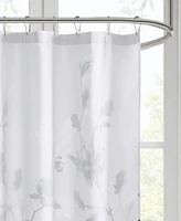 Madison Park Magnolia Floral Printed Burnout Shower Curtain, 72" x 72"