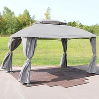 10 x 13 Foot Soft-Top Patio Gazebo with Screens and Privacy Walls - Great for Backyard, Garden or Deck