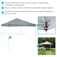 Sunnydaze Decor Standard Pop-Up Canopy with Sandbags - 10 ft x 10 ft - Gray