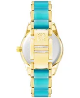 Anne Klein Women's Teal & Gold-Tone Bracelet Watch 38mm