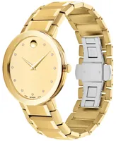 Movado Men's Men's Swiss Sapphire Diamond (1/20 ct. t.w.) Gold-Tone Pvd Bracelet Watch 39mm