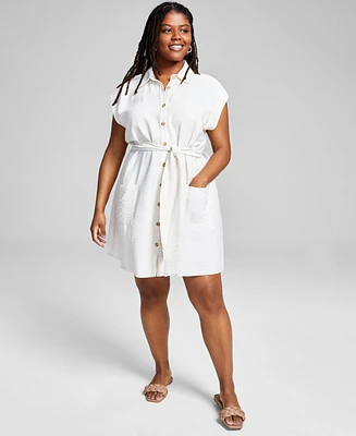 And Now This Trendy Plus Belted Dolman-Sleeve Shirtdress, Created for Macy's