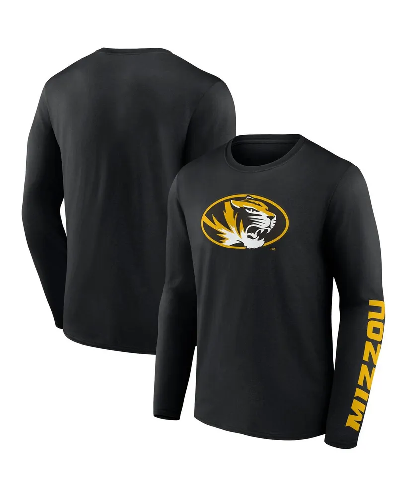 Men's Fanatics Black Missouri Tigers Double Time 2-Hit Long Sleeve T-shirt