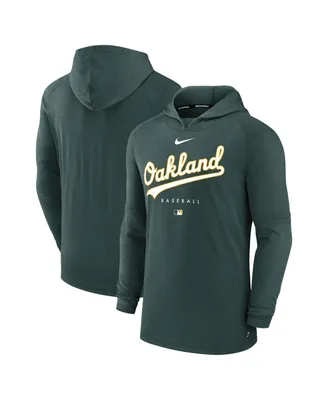 Men's Nike Heather Green Oakland Athletics Authentic Collection Early Work Tri-Blend Performance Pullover Hoodie
