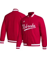 Men's adidas Red Scarlet Huskers Baseball Coaches Full-Snap Jacket