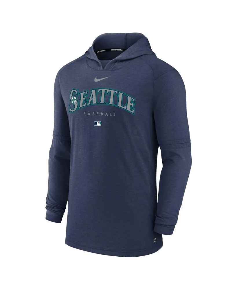 Men's Nike Heather Navy Seattle Mariners Authentic Collection Early Work Tri-Blend Performance Pullover Hoodie