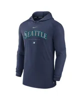 Men's Nike Heather Navy Seattle Mariners Authentic Collection Early Work Tri-Blend Performance Pullover Hoodie