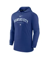 Men's Nike Heather Royal Kansas City Royals Authentic Collection Early Work Tri-Blend Performance Pullover Hoodie
