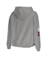 Women's Wear by Erin Andrews Gray Texas A&M Aggies Mixed Media Cropped Pullover Hoodie