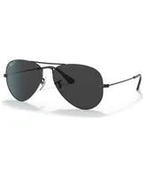 Ray-Ban Unisex Aviator Total Black Polarized Sunglasses, RB3025