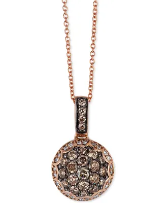 Le Vian Chocolate Diamond (5/8 ct. t.w.) & Vanilla Diamond (1/10 ct. t.w.) Cluster 18" Pendant Necklace in 14k Rose Gold