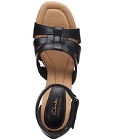 Clarks Women's Kyarra Joy Ankle-Strap Woven Wedge Sandals