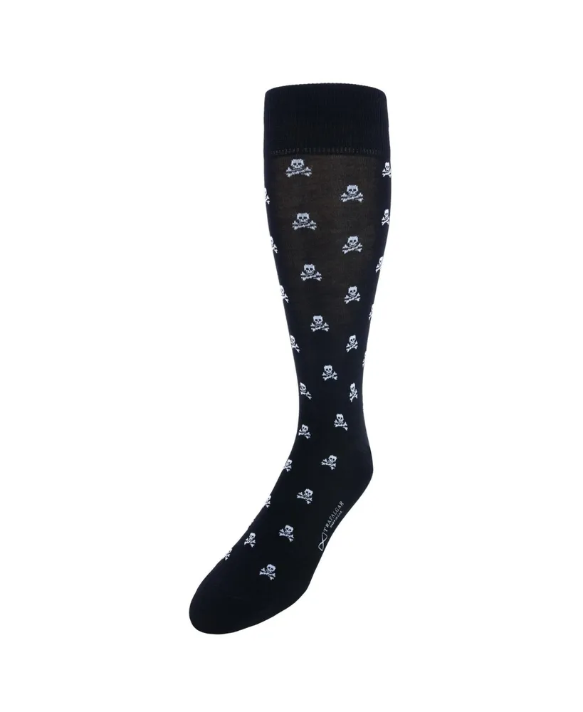 Trafalgar Rodger Skull and Cross Bones Mercerized Cotton Mid-Calf Socks