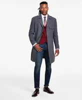 Tayion Collection Men's Classic-Fit Plaid Self Belted Wool Blend Overcoats