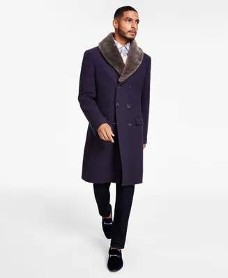 Tayion Collection Men's Classic-Fit Double-Breasted Wool Blend Overcoats