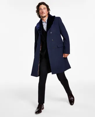 Tayion Collection Men's Classic-Fit Double-Breasted Wool Blend Overcoats