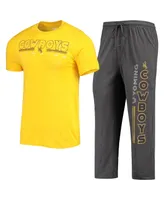 Men's Concepts Sport Heathered Charcoal and Gold Wyoming Cowboys Meter T-shirt and Pants Sleep Set