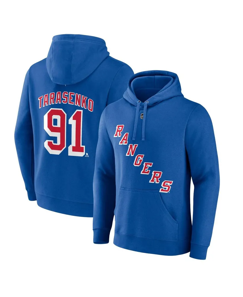 Men's Fanatics Vladimir Tarasenko Royal New York Rangers Authentic Stack Name and Number Pullover Hoodie