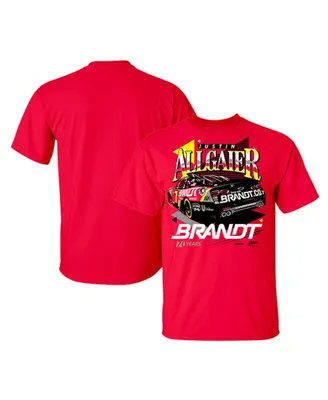 Men's Jr Motorsports Official Team Apparel Red Justin Allgaier Throwback Design T-shirt