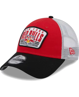 Men's New Era Red, Black New York Red Bulls Patch 9FORTY Trucker Snapback Hat