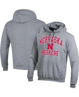 Men's Champion Heather Gray Nebraska Huskers High Motor Pullover Hoodie