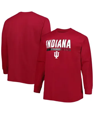 Men's Crimson Indiana Hoosiers Big and Tall Two-Hit Raglan Long Sleeve T-shirt