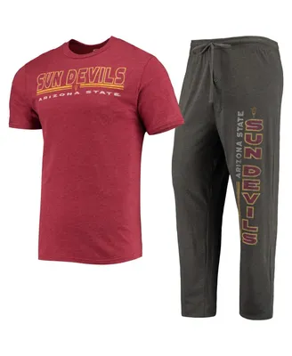 Men's Concepts Sport Heathered Charcoal and Maroon Arizona State Sun Devils Meter T-shirt Pants Sleep Set