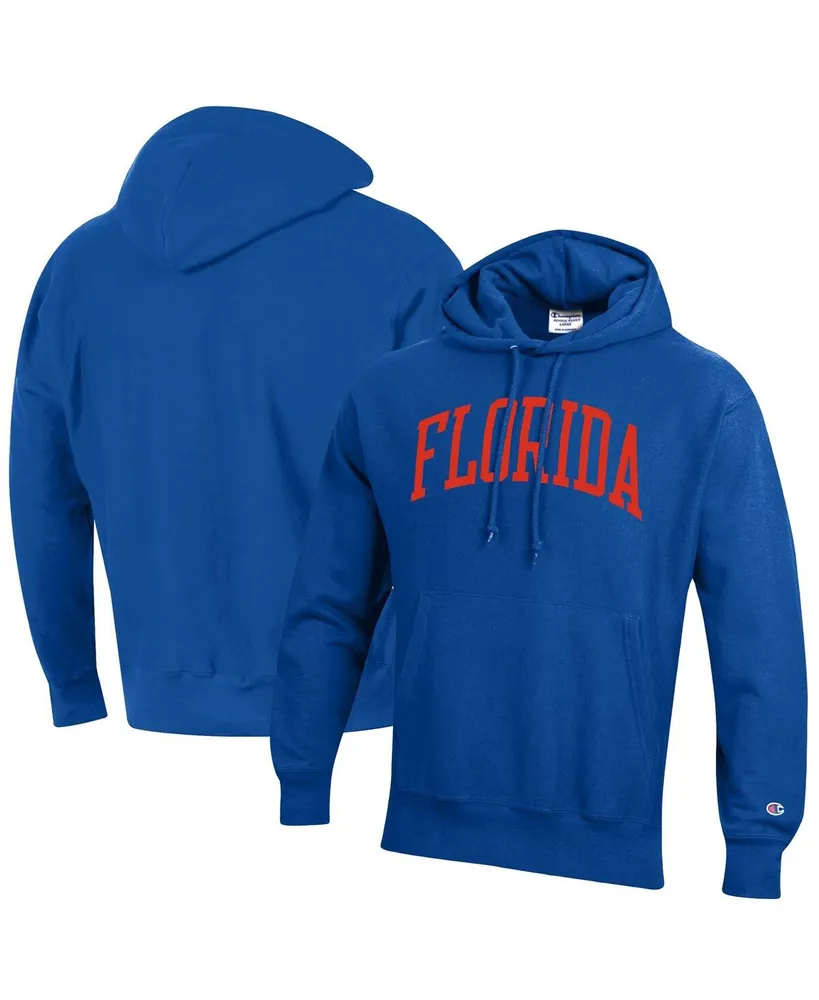 Men's Champion Royal Florida Gators Team Arch Reverse Weave Pullover Hoodie