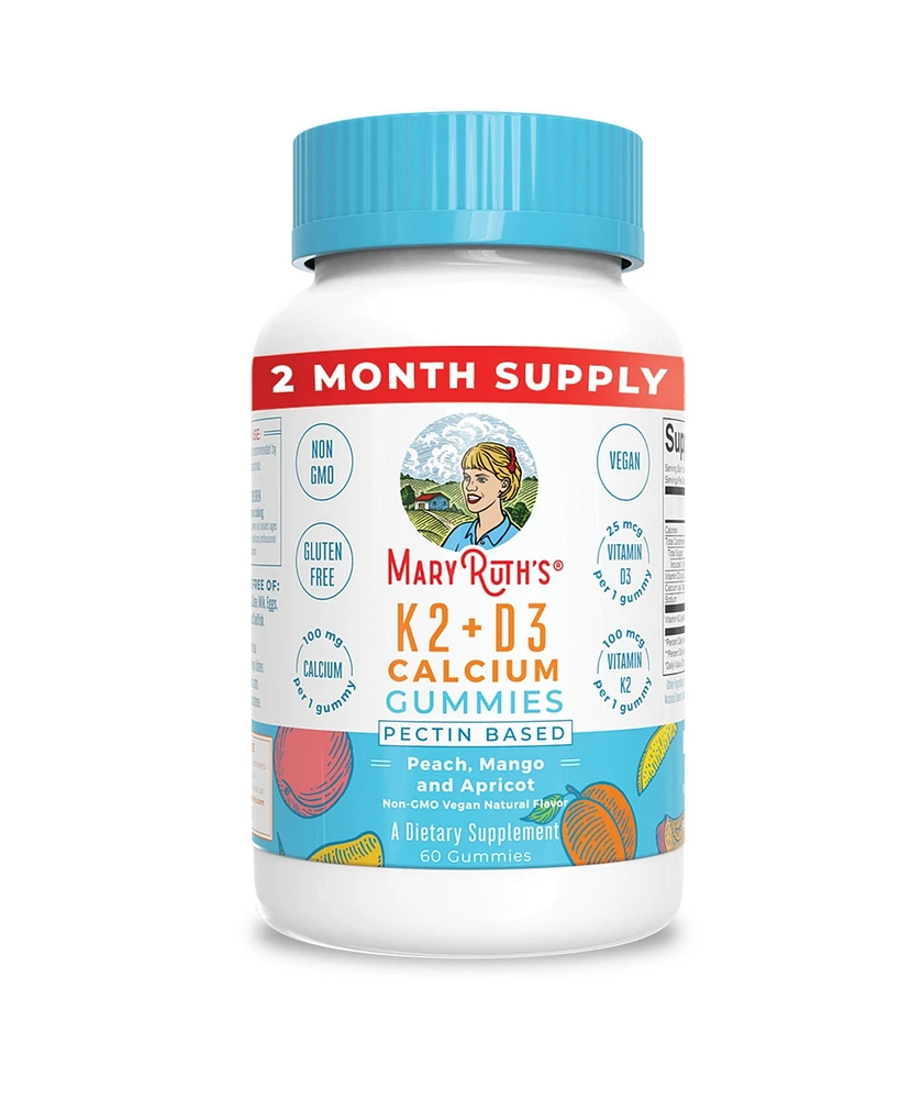 MaryRuth's K2 + D3 Calcium Gummies Peach Mango and Apricot