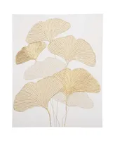 Homcom Hand-Painted Canvas Wall Art for Living Room Bedroom, Painting Gold Ginkgo Leaves, 39.25" x 31.5"