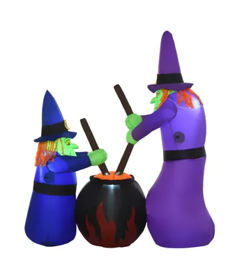 Homcom 5.5FT Halloween Inflatable Bubble Witches Light Yard Outdoor Decorations - Multi