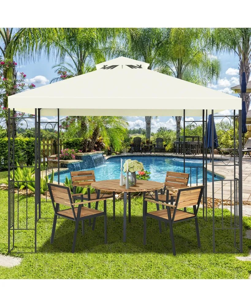 2 Tier 10'x10' Patio Gazebo Canopy Tent Steel Frame Shelter Awning