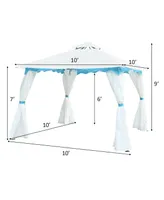 Costway 2 Tier 10'x10' Patio Gazebo Canopy Tent Steel Frame Shelter Awning W/Side Walls