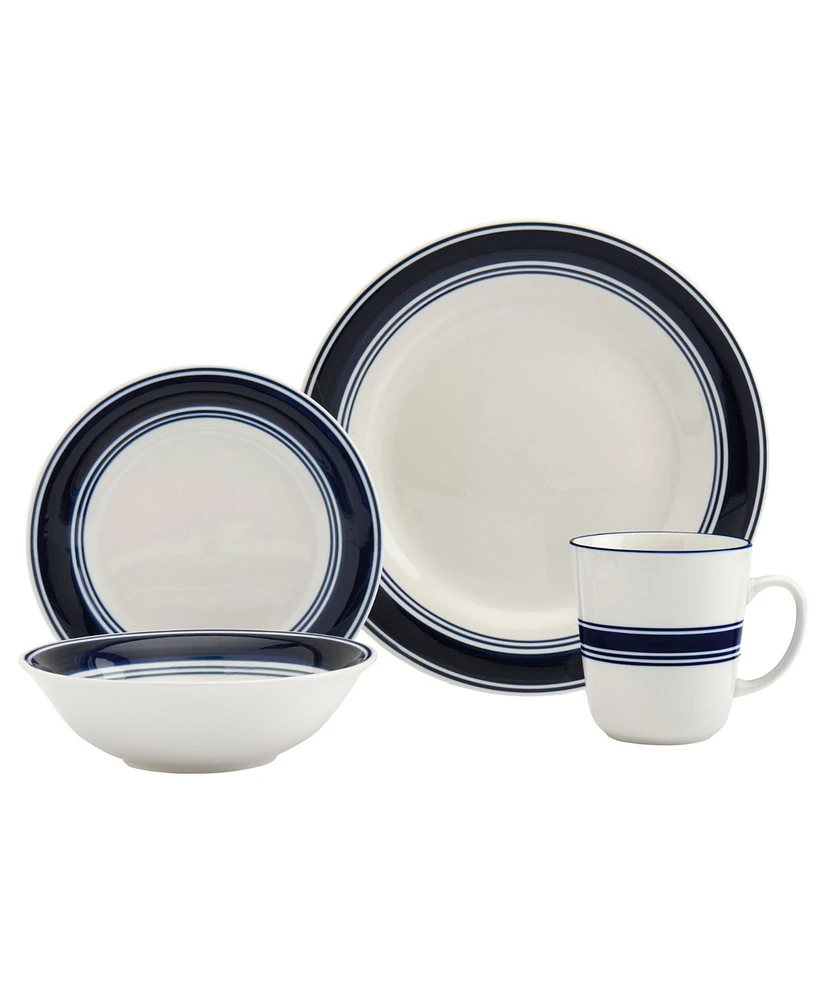 Tabletops Gallery Blue Stripes 16 Pc. Dinnerware Set, Service for 4