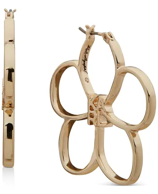 Karl Lagerfeld Paris Gold-Tone Medium Logo Flower Hoop Earrings, 1.41"