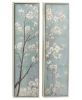 Rosemary Lane Canvas Cherry Blossom Floral Framed Wall Art with Silver-Tone Frame Set of 2, 20" x 59"