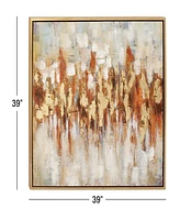 Rosemary Lane Canvas Abstract Framed Wall Art with Gold-Tone Frame, 39" x 2" x 39"