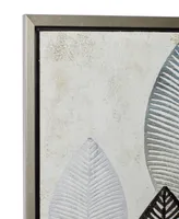 Rosemary Lane Canvas Leaf Framed Wall Art with Silver-Tone Frame, 55" x 1" x 27"