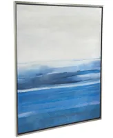 Rosemary Lane Canvas Abstract Ocean Inspired Landscape Framed Wall Art with Silver-Tone Frame, 37" x 1" x 37"