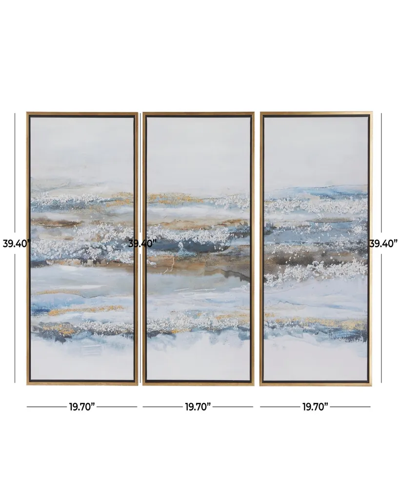 Rosemary Lane Canvas Landscape Framed Wall Art with Gold-Tone Frame Set of 3, 20" x 39"