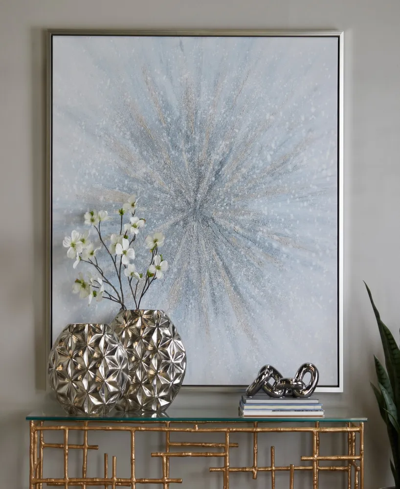 Rosemary Lane Canvas Radial Starburst Framed Wall Art with Silver-Tone Frame, 47" x 2" x 47"